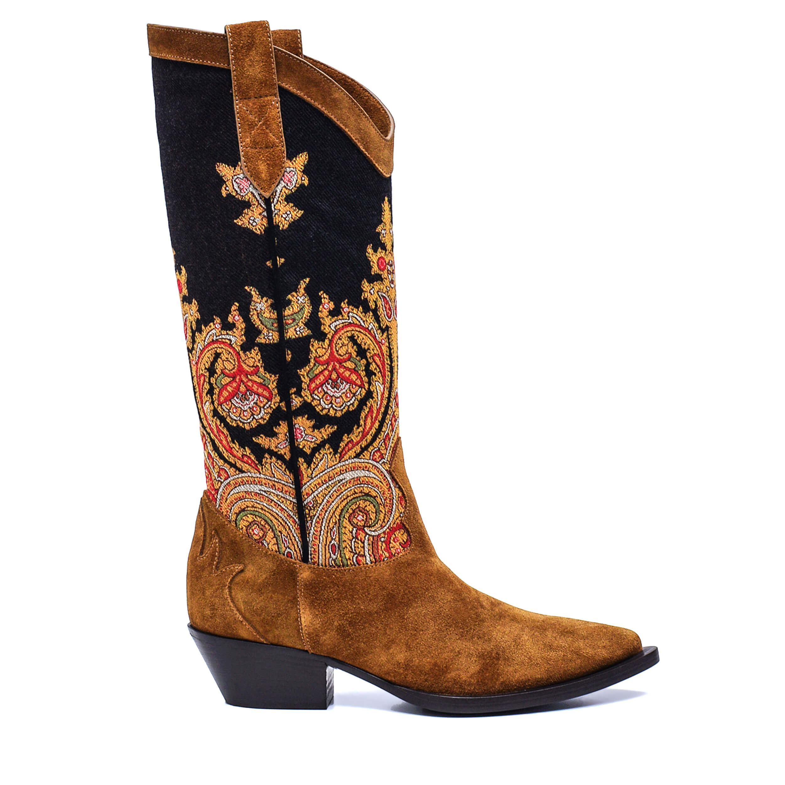 Etro - NEW Khaki Suede Paisley knee/high heel Western Boots / 37.5